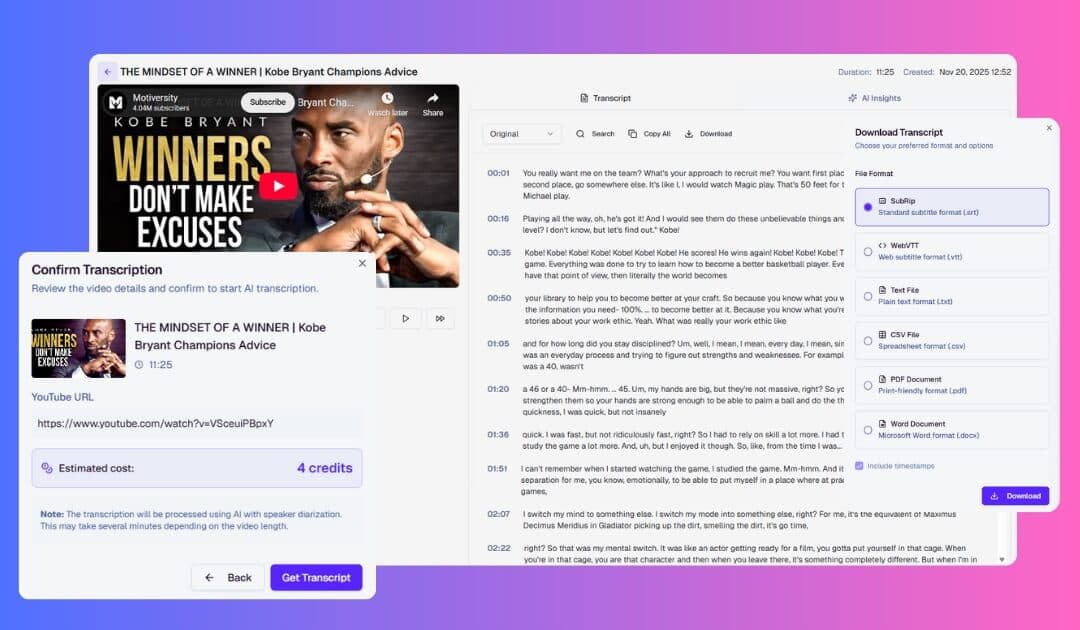 Transcriptly Dashboard Interface